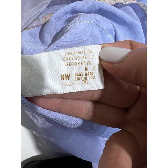 Vintage Aristocraft Blue Lace Nightgown Medium 1960s Retro Sheer Lined - Picture 4 of 8